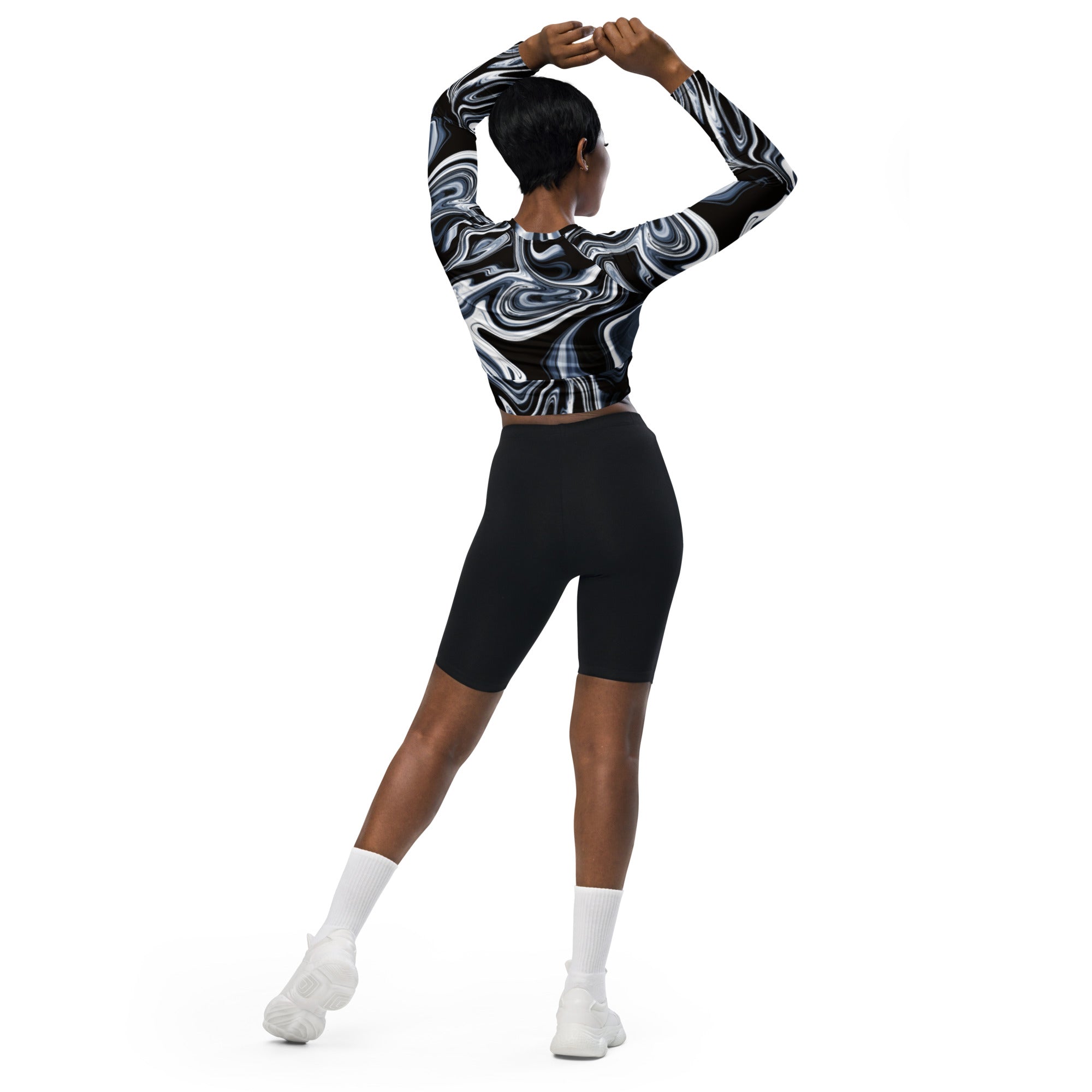 SHE REBEL - Marble Swirl Recycled Crop Top UPF 50+